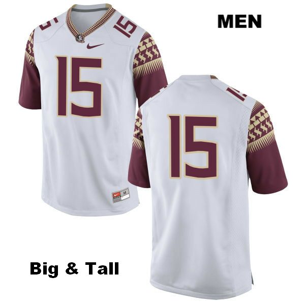 Men's NCAA Nike Florida State Seminoles #15 Carlos Becker III College Big & Tall No Name White Stitched Authentic Football Jersey OKJ8769HE
